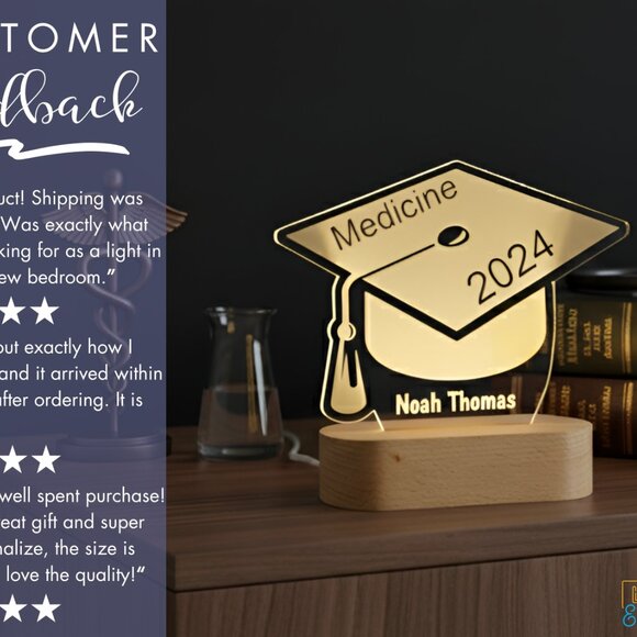 Personalized Graduation Night Light – Custom LED Lamp for Graduates - Picture 7 of 8